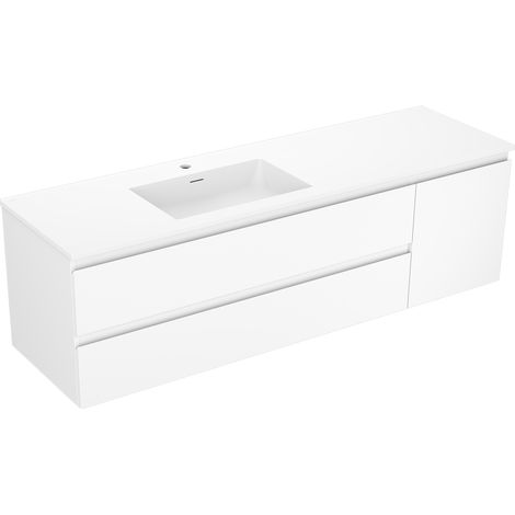 Mexen Orio mueble de ba帽o 160 cm con lavabo Otis izquierdo, 2S, 1D, blanco mate - 91A13-16047-3-BBFFF01-W18L01 (1/5)