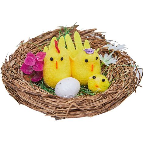 Nid Mini Poulet Pâques 10cm Décoration Festive Printanière Pour Maison (1/2)