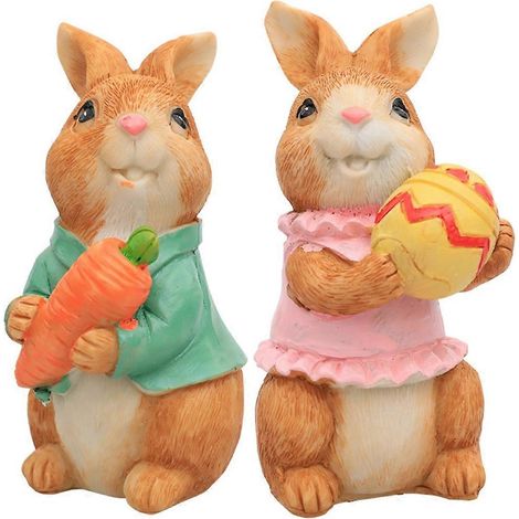 1 Paar Hasenfiguren mit Ei, ideal für Feiertage, Garten oder als Tischdekoration