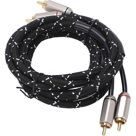 Câble audio pour amplificateur de voiture, câble stéréo, connecteurs mâles doubles, universel pour haut-parleurs, récepteur A/V, caisson de basses, système Hi-Fi, 2 m / 6,56 pi (1/5)