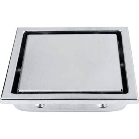 Drain de sol carré de 4,3 pouces, filtre de drain de sol en acier inoxydable pour la maison avec couvercle amovible, grille de salle de bain, douche, drain de sol carré pour salle de bain (1/4)