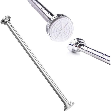 1 Tringle à rideaux, Acier inoxydable, Extensible, Sans perçage, Fixation par pression, Salle de bain Cuisine