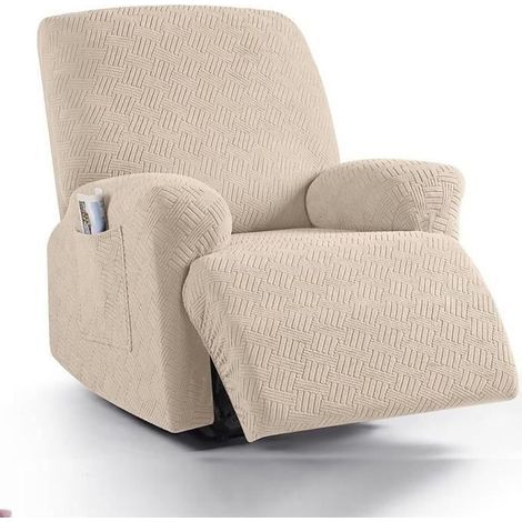 (Beige)Housse de Fauteuil Relax - Non spécifié - Extensible - Beige - Rayé - Antidérapante (1/4)