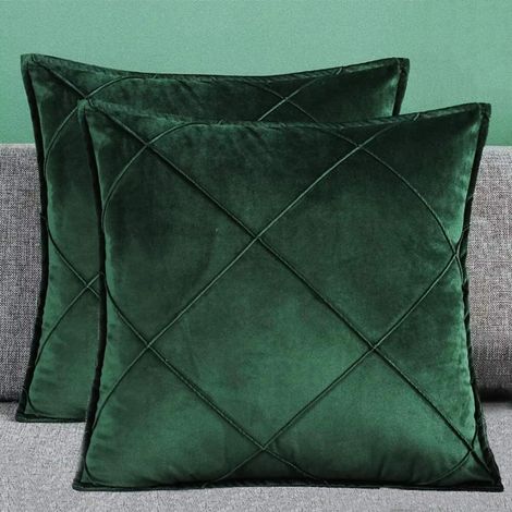 MINKUROW Funda De Cojín De Terciopelo Simple Y Suave De Alta Calidad Funda De Cojín Decorativa Para Sofá (45 X 45 Cm (2 Verde Oscuro)) (1/5)