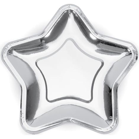Piatti di carta con stelle argentate, 18 cm / 6 pezzi (1/3)