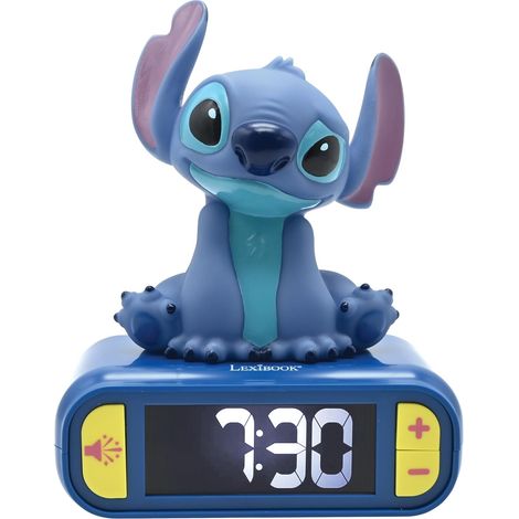 1 Réveil Veilleuse Stitch, Écran LCD Rétro-éclairé, 6 Alarmes, 6 Effets Sonores, Fonction Snooze, Bleu (1/5)