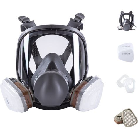 Masque respiratoire intégral réutilisable pour gaz, vapeurs organiques et protection anti-buée et anti-poussière, idéal pour la peinture et le polissage mécanique. (1/5)