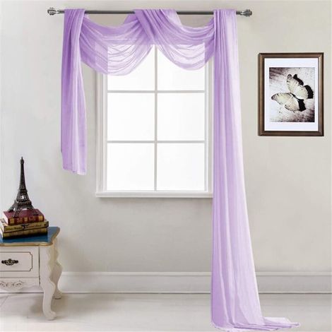 - Rideau transversal transparent - Décoration à la main - En voile transparent - Décoration unie - Rideau décoratif pour chambre à coucher, salon, mariage - 52 x 216 cm lilas-Ensoleillé
