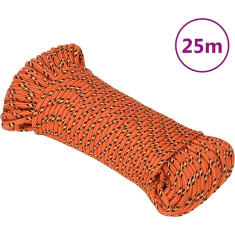 Corde marine en polypropylène tressé orange, 3 mm, 25 m - PANGIVO (1/5)