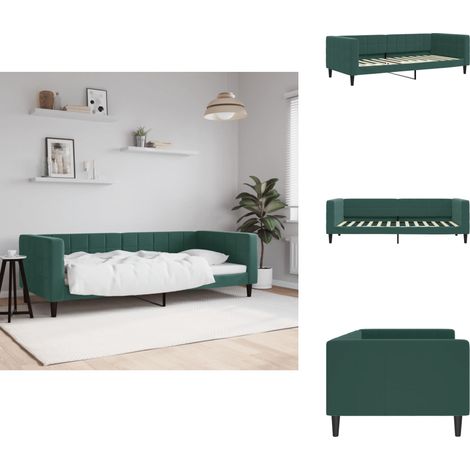 Lit de repos sans matelas vert foncé 90x200 cm velours - Lit De Repos - Lits De Repos - Canapé-lit - Lit D'appoint (1/5)