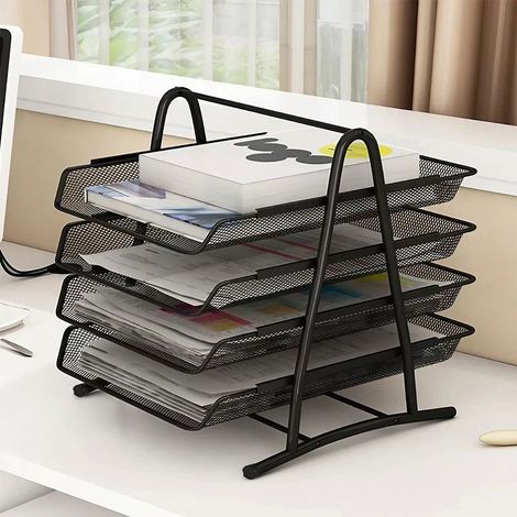 Metal Mesh A4 File Holder Document Tray Rack Desk Organiser (1/5)