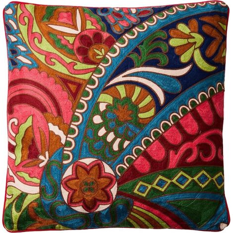Coussin brodé multicolore en coton 50x50 cm Soraya (1/2)