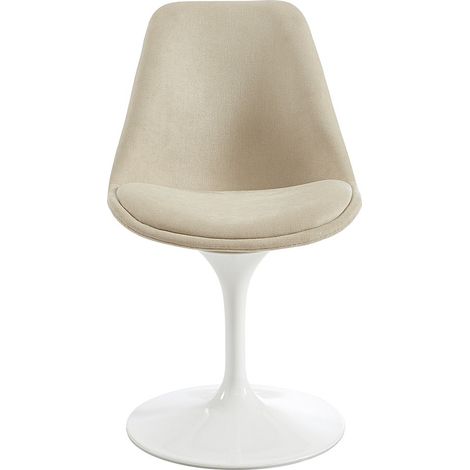 Chaise pivotante en tissu texturé et acier - Beige et Blanc - XAFY (1/4)