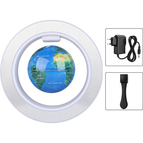 Sphère magnétique lévitante 4in O forme rotation globe lumineux LED décoration bureau maison 100-240V bleu UE (1/5)