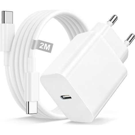 25W Chargeur USB C Charge Rapide pour 18/17 Air/17 Pro/17 Pro Max/16 Pro/16 e/15 Plus,iPad Pro/Air/Mini, Chargeur Rapide 15 16 17 18 Type C Prise Adaptateur Secteur avec Câble USB-C 2M (1/5)