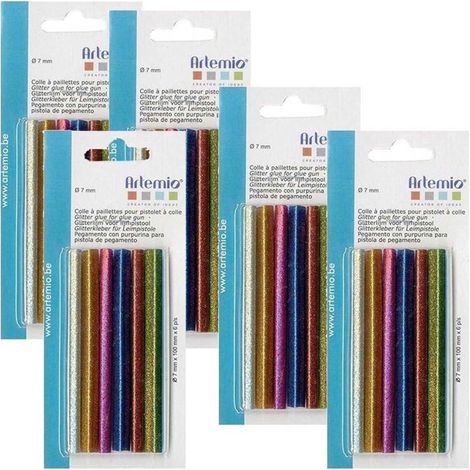 30 recharges pistolet à colle 7 mm - paillettes