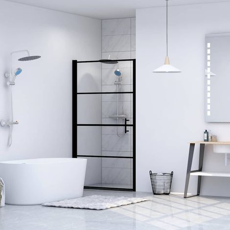 Porte De Douche Porte et paroi de douche - Verre trempé 81x195 cm Noir BV813733 - BonneVie (1/5)