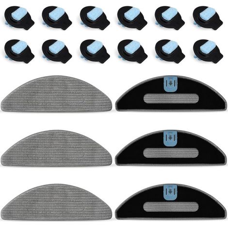 18 Pack Mopping Refill Pack for iRobot Roomba Combo i8+ / i8 / Combo j5 / Combo j5+ / Combo i5 / Combo i5+ Auto Vacuum Mop Robot, Washable Microfiber Mop Cloths (6 Mop Pads + 12 Wicks) (1/5)