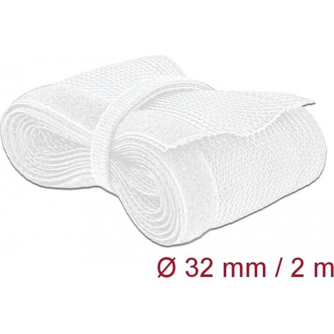 Delock Funda trenzada con cierre de gancho y lazo 2 m x 32 mm blanco