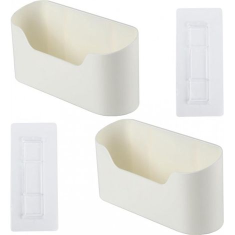 Ensemble de 2 organisateurs de portes de placards de cuisine, boîtes de rangement auto-adhésives pour portes de placards, boîtes et paniers de rangement pratiques pour télécommandes, salle de bain et (1/5)