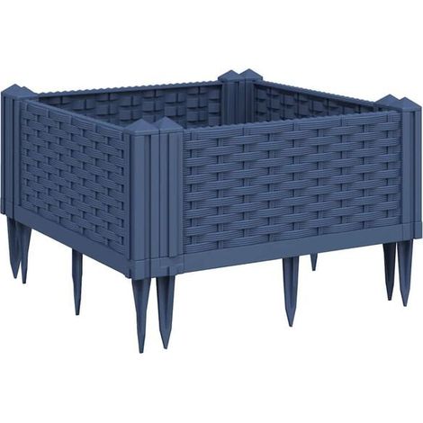 Le pot de fleurs avec un support bleu-gris mesure 42,5 x 42,5 x 28,5 cm et est fabriqué en polypropylène (PP). (1/5)