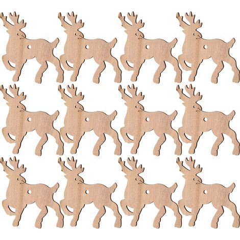 12 décorations de Noël à suspendre au sapin : cœur, renne, ange, en bois, à monter soi-même. (1/5)