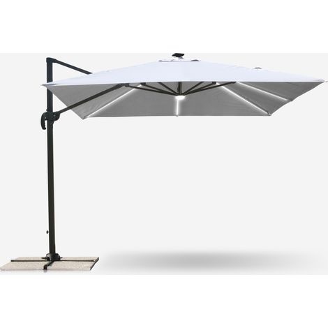 Parasol de jardin déporté carré 3m² à LED bars anti UV Paradise