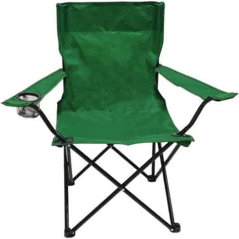 Sedia da campeggio camping spiaggia pieghevole richiudibile con porta bottiglie giardino esterno tessuto VERDE 724v