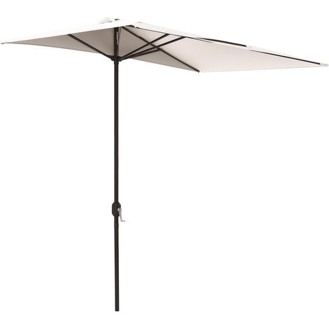 Parasol mural en pourme de croissant, peu encombrant, avec ouverture à manivelle, couleur crème., parfait pour profiter de l'ombre et de la protection solaire dans votre jardin, sur votre balcon ou...