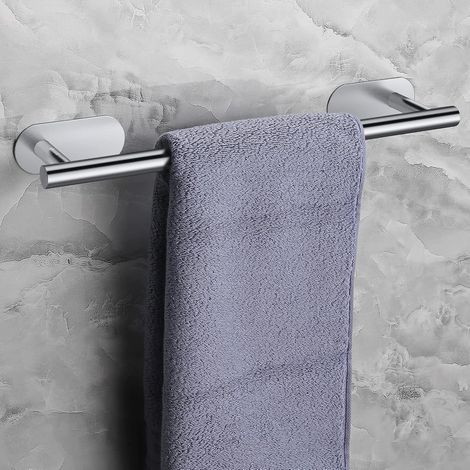 Toallero de baño de 43 cm, montaje en pared, barra autoadhesiva de acero inoxidable, resistente al agua, no requiere perforación para cocina - 2 piezas (1/5)