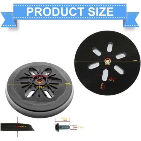 Disque de papier de verre de 150 mm, compatible avec les ponceuses Bosch GEX 150, GEX 150 AC et GEX 150 Turbo, dureté, comprend un tampon de papier de verre et un plateau de support. (1/3)