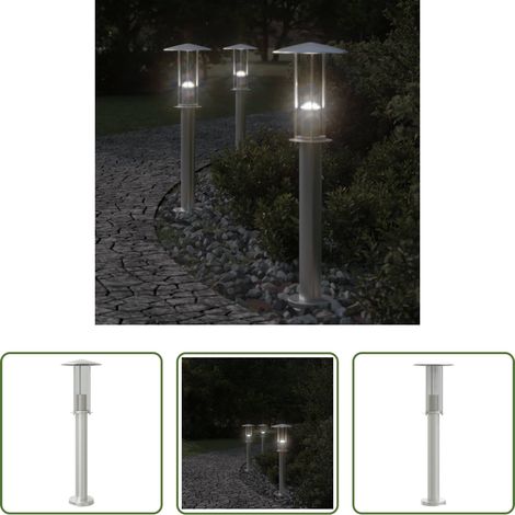 Éclairage extérieur - Lampadaire d'extérieur argenté 60 cm acier inoxydable (1/5)