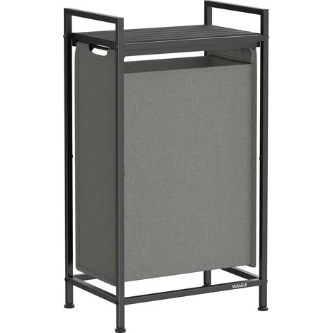 Vasagle – Panier à linge 47L – Sac amovible en tissu Oxford – Dimensions 42 x 28 x 75 cm – Cadre en métal gris ardoise et anthracite (1/5)