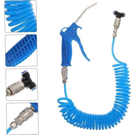 Souffleur de 5 m, tuyau spiralé à air comprimé, tuyau flexible pour camion, connecteur pour le nettoyage et le dépoussiérage (1/5)