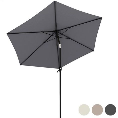 [JAMAIS UTILISE] LifeGoods LifeGoods Parasol - Ø270 cm - 30° inclinable - imperméable - avec housse - Gris foncé (1/5)