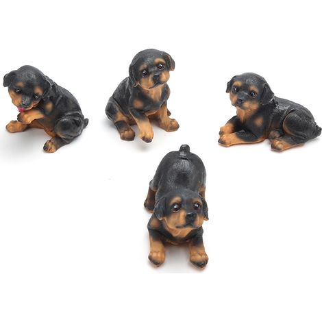 Set di 4 cagnolini in resina – mini carini – sculture – lavoretti per la casa, il cortile o il giardino