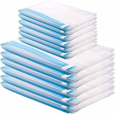 Sacs de Rangement sous Vide 12 Pièces pour Voyage Économiseur d'Espace Stocker Vêtements Réutilisables et Durables 6 Sacs 60x40cm et 6 Sacs 50x35cm, Pas Besoin de Pompe
