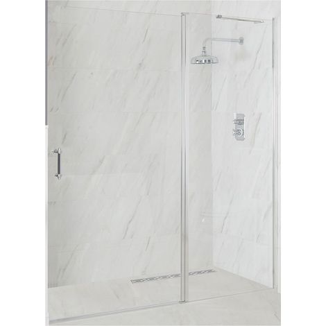 Milano Langley Chrome Single Hinged Frameless Shower Door - 1600mm (1/5)