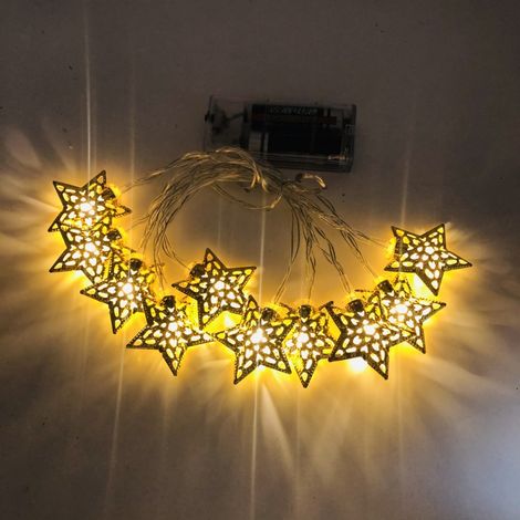 Guirlande lumineuse à piles Ramadan Eid, lampe lune et étoile, guirlande lumineuse LED Lune Moubarak pour décorations intérieures du Ramadan (1/5)
