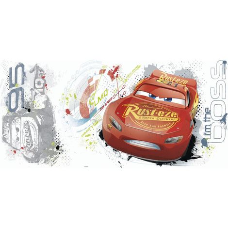 Sticker géant repositionnable Cars avec Flash McQueen de Disney 92,7CM X 43,8CM (1/3)