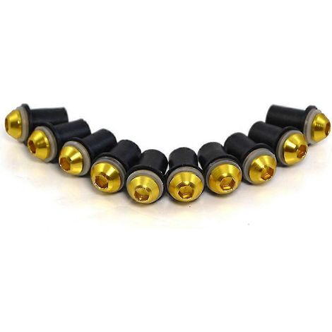 Kit de 10 vis et écrous universels Bjmoto de 5 mm pour pare-brise Kawasaki ER6F ER6N Z750 Z800 Z1000 Versys - Jaune (1/5)