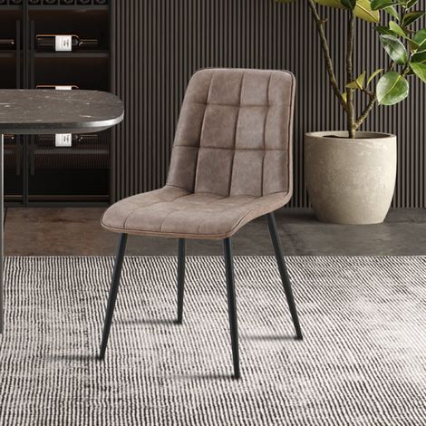 Lot de 4 chaises en PU VINTAGE taupe FURAX (1/5)