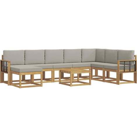 Set di divani da esterno 9 pz 8-Posti Bianco e Grigio Chiaro vidaXL (1/5)