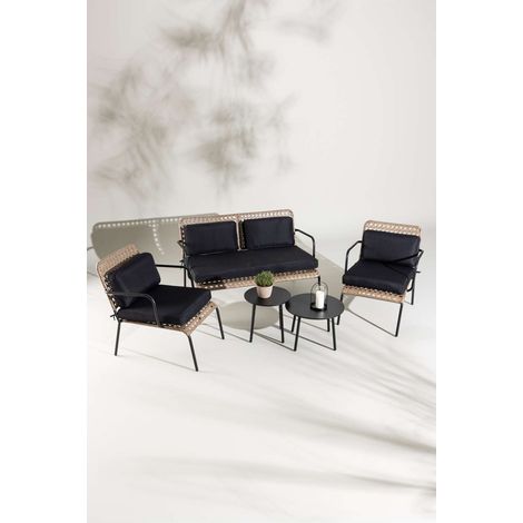 Paola set de jardin 5 parties noir, gris, naturel. (1/5)