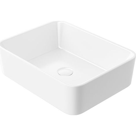 Vasque à poser céramique blanche rectangulaire 48 x 37 x 13,5cm – Surface lisse et brillante – Résistante aux éclats et rayures – ERIVB012 – Eridanus (1/5)