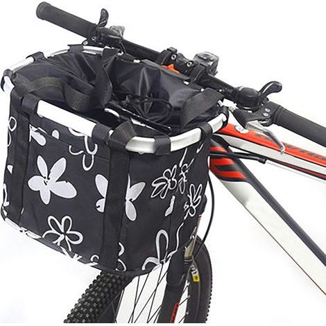 Panier de vélo pliable pour petit animal de compagnie, chat et chien, guidon amovible à dégagement rapide, facile à installer et détachable, Noir/blanc (1/4)