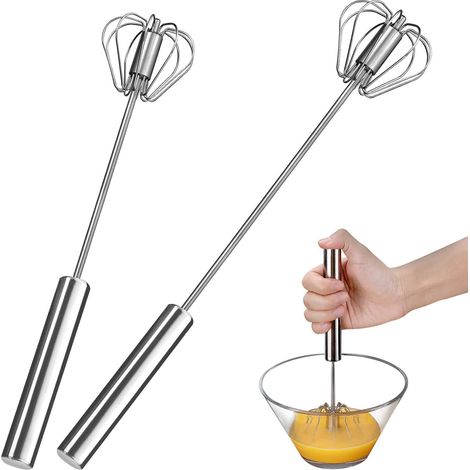 Frusta per uova, confezione da 2 in acciaio inox, utensili da cucina per la casa, frusta a mano, sbattitore manuale per sbattere, lavorare e mescolare (35,5 cm e 25,4 cm) (1/5)