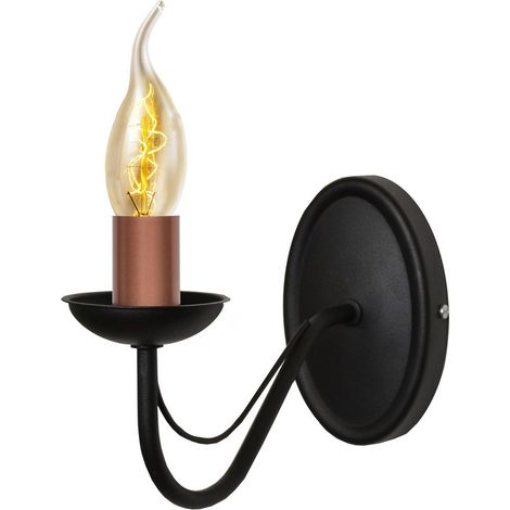 Helam MALBO Bougie Applique Murale Noir, Cuivre 25cm