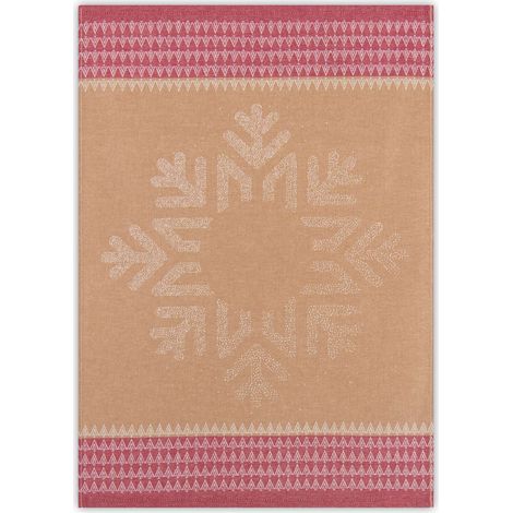 Asciugamano da cucina natalizio Zwoltex con motivo fiocchi di neve, marrone chiaro e rosa