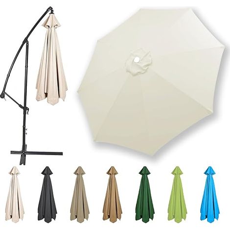 Auvent De Remplacement pour Parasol 2,7m,8 Baleines Toile De Parasol Déporté Remplacement Pour Cour,Jardin,Plage, Protection UV 50+ (1/5)